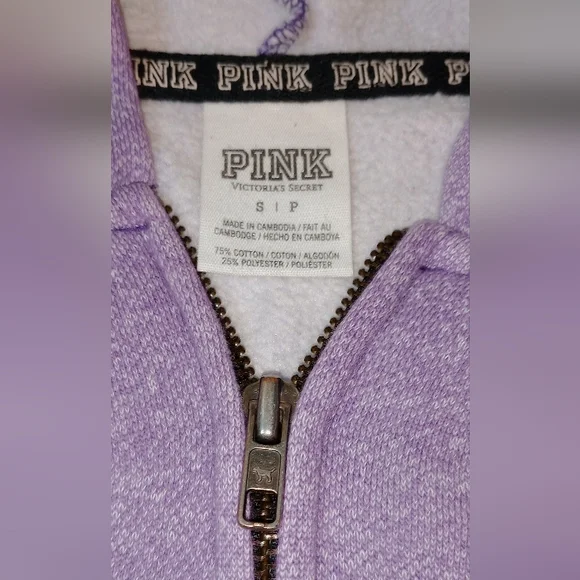 PINK VICTORIA SECRET PURPLE JACKET WITH HOOD, SIZE SMALL - Picture 6 of 9